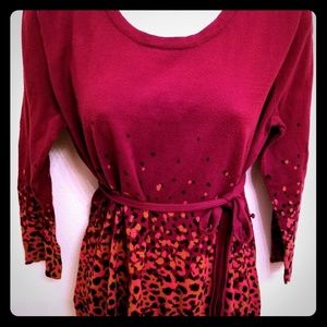 Ny&Co xl maroon top with removable belt modern